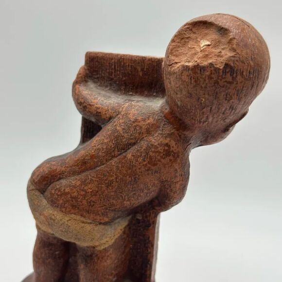 Vintage 40s Syroco Americana Diaper Dan Wood Thermometer - Picture 6 of 7